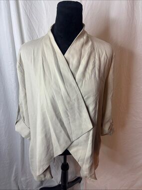 Zara Cream Draped Open Front Cardigan